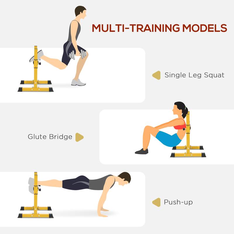 Soozier Bulgarian Split Squat Stand with 12-Level Single Leg Squat Roller, for Lower Body Strength Training