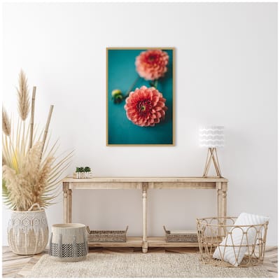 Kate and Laurel Sylvie Vibrant Pink Dahlia Floral Framed Canvas by Patricia Hasz of Patricia Rae Photography
