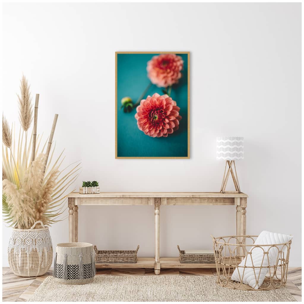 Kate and Laurel Sylvie Vibrant Pink Dahlia Floral Framed Canvas by Patricia Hasz of Patricia Rae Photography