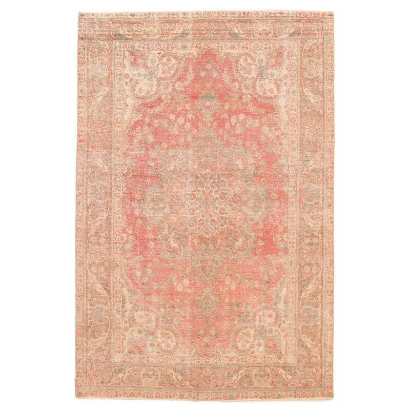 ECARPETGALLERY Hand-knotted Antalya Vintage Red Wool Rug - 6'4 x 9'9 - Red - 6'4 x 9'9