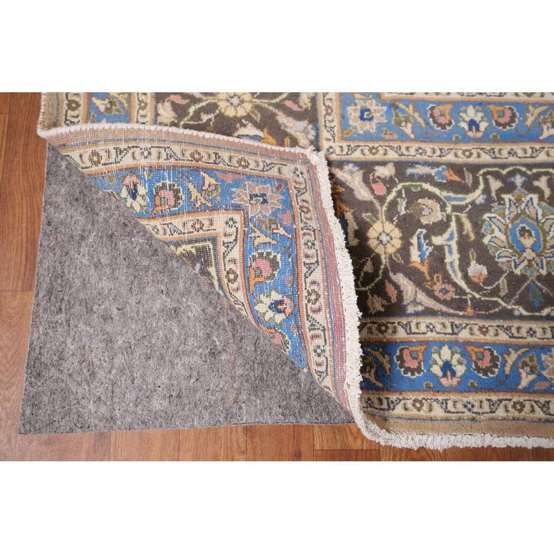 Traditional Mashad Vintage Persian Area Rug Hand-Knotted Wool Carpet - 9'5" x 13'2"