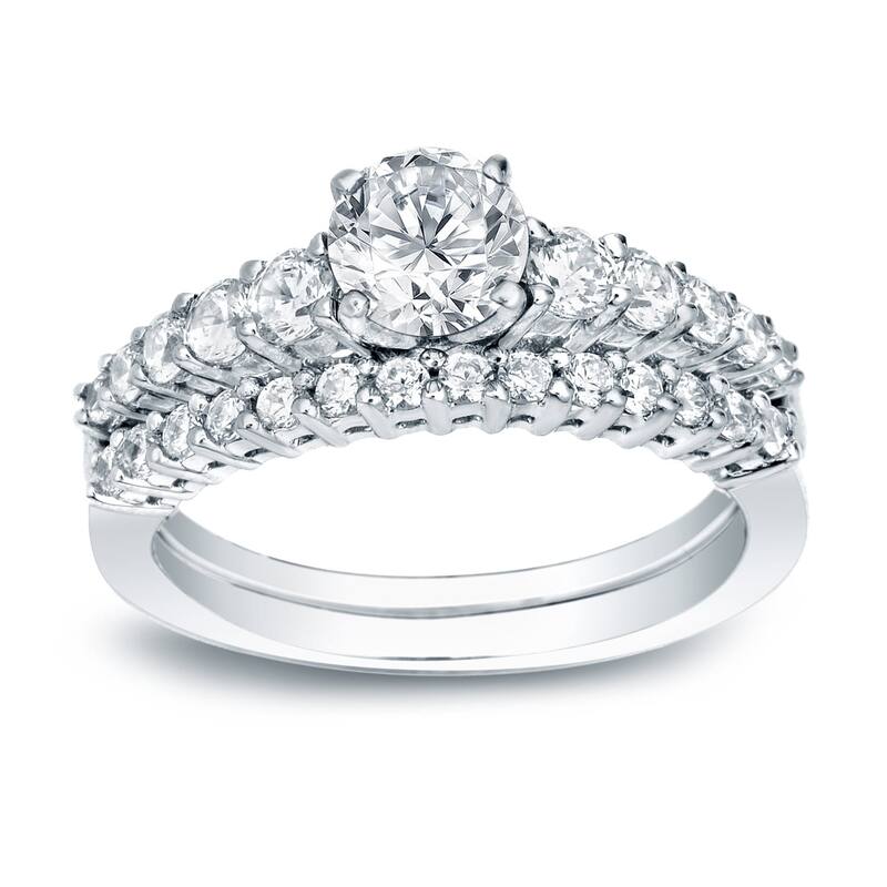 Auriya 14k Gold 1ctw Round Diamond Engagement Ring Set - 6