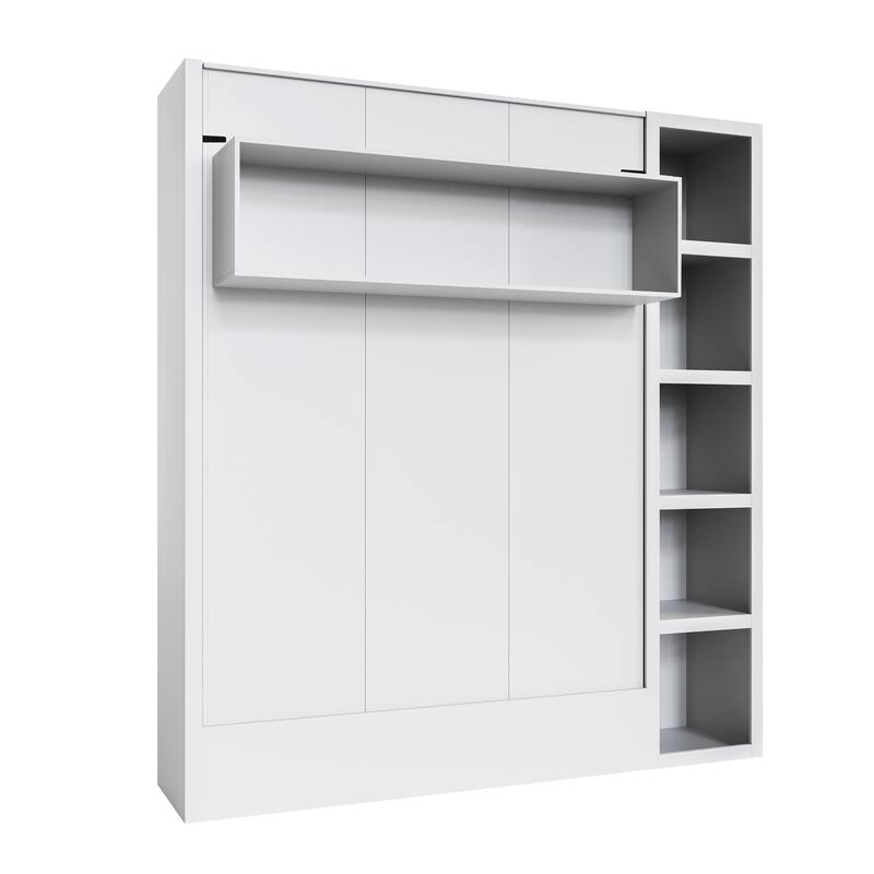 Easy-Lift Full Murphy Wall Bed in with Bookshelf