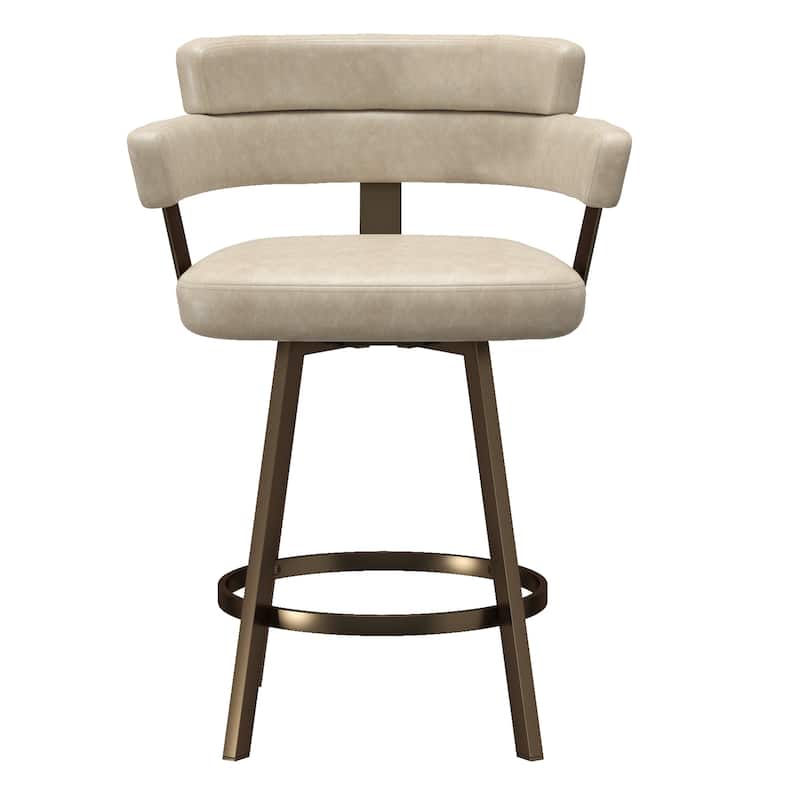 Contemporary Faux Leather & Metal 26" Counter Stool with Swivel, Set of 2