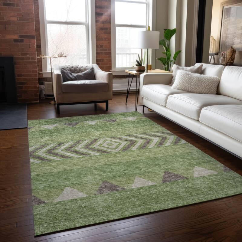 Machine Washable Indoor/ Outdoor Global Boho Chantille Rug