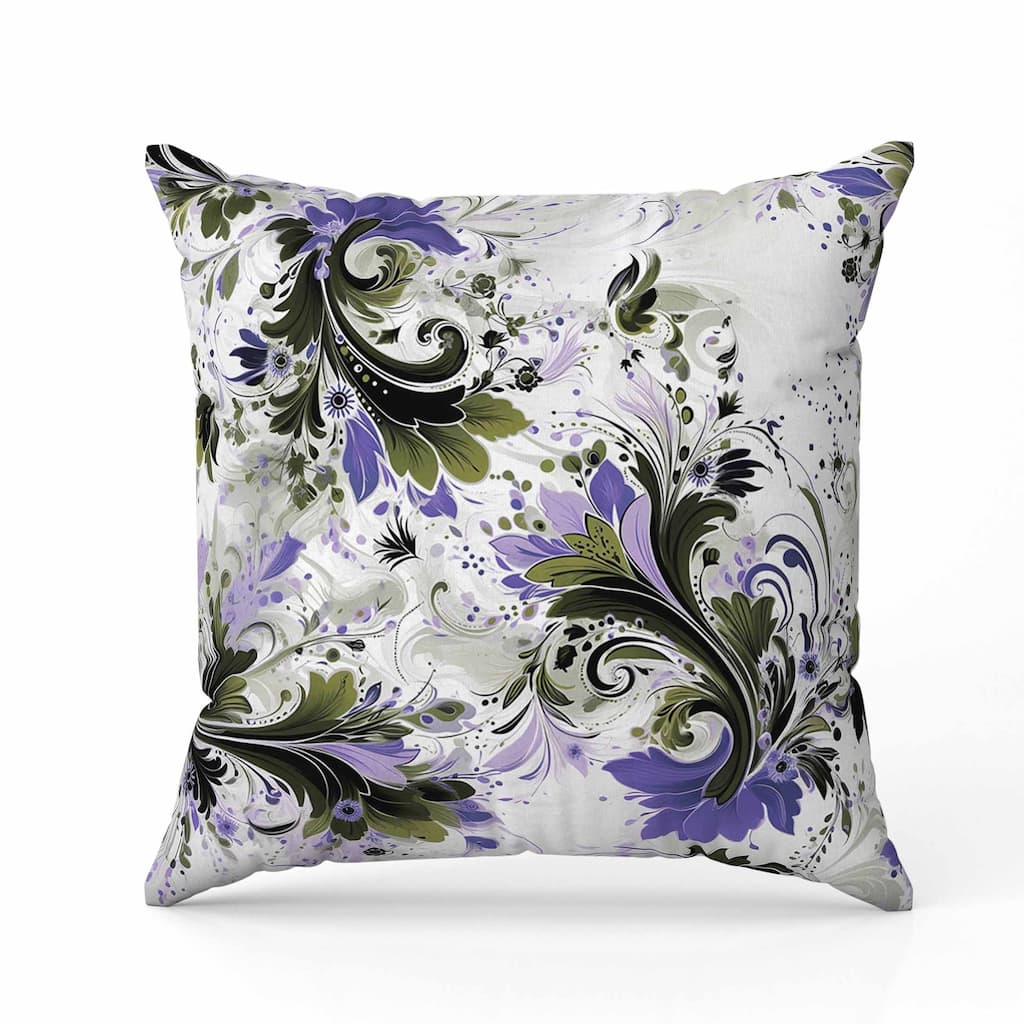 Motif Whirlwinds Indoor/Outdoor Reversible Throw Pillow Green and Violet