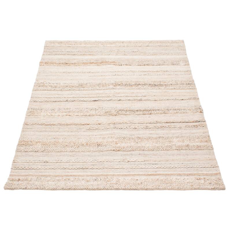 ECARPETGALLERY Braid weave Sienna Beige Wool Rug - 5'2 x 7'8