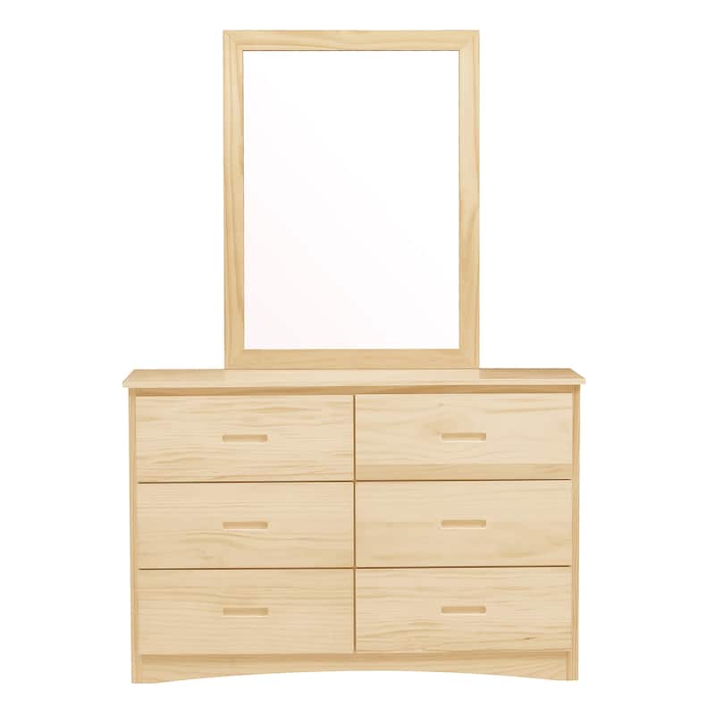 Catherine 48 Inch Kids Dresser, 6 Drawers, Natural Pine Brown Wood Finish