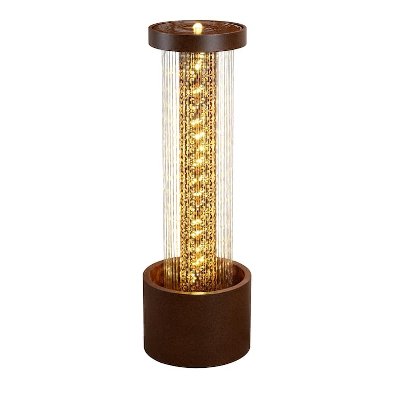 LED Lighted Cascading Rain Outdoor Garden Water Fountain - 41.25"
