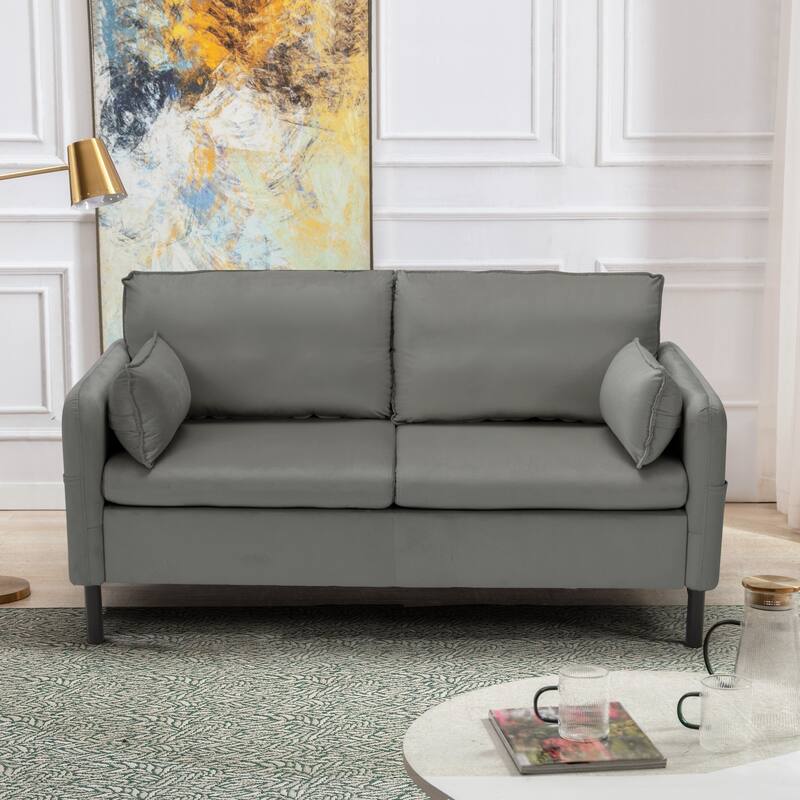 Modern double sofa for small spaces with storage, 2 soft cushions