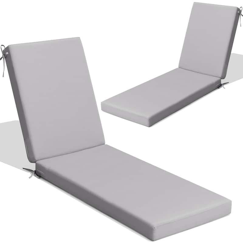 Outdoor Patio Chaise Lounge Chair Cushion - 2PCS - Light Grey - 71.65 inches long