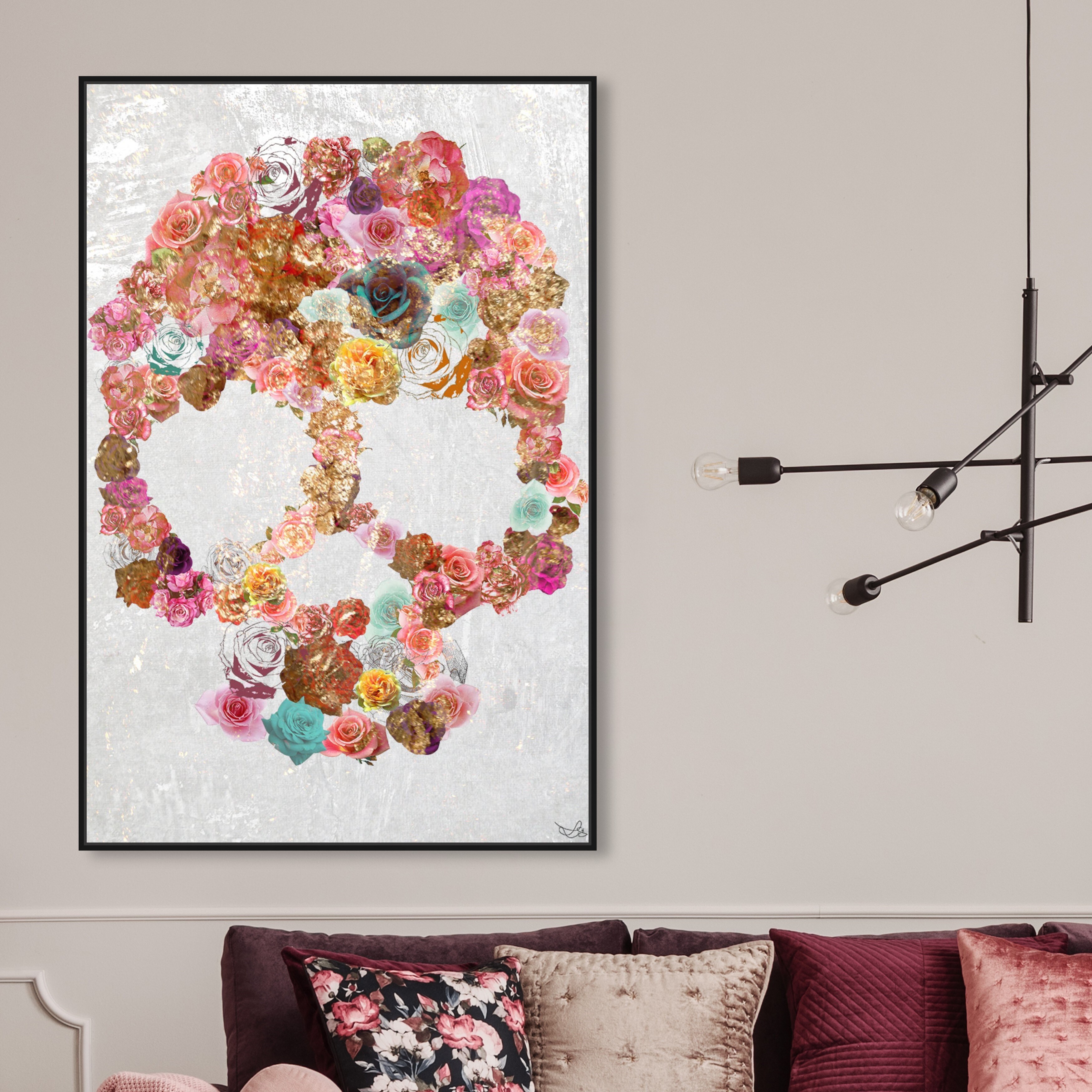 Oliver Gal 'Skull of Roses' Floral and Botanical Wall Art Framed