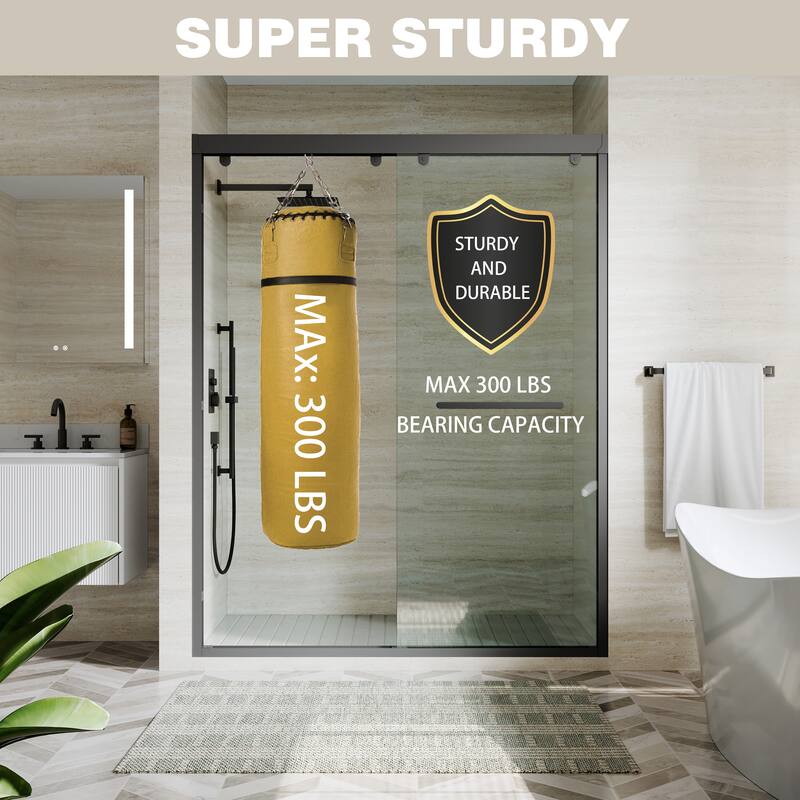 44-48"W/56-60"W x 75"H Double Sliding Shower Door With 8mm Tempered Glass & Aluminum Alloy Frame