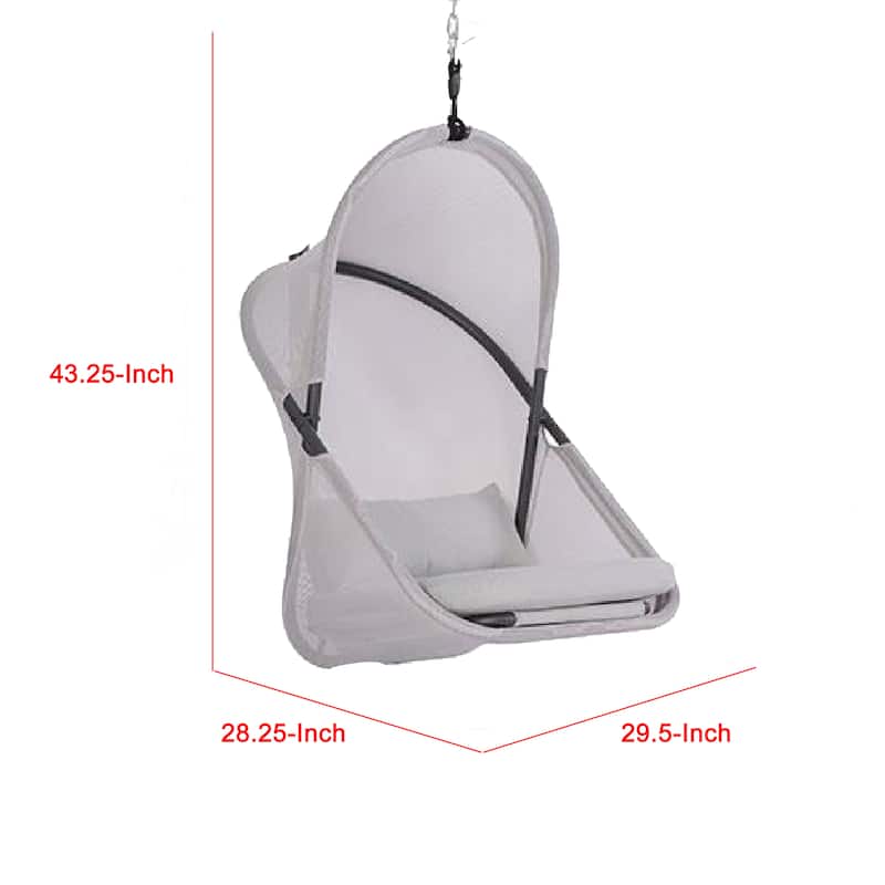 Cery Outdoor Hanging Swing Chair, Cushioned Light Gray Mesh