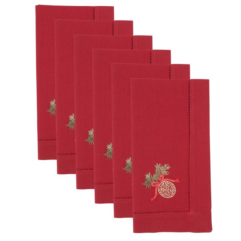 Embr'D Ornament Hemstitch Napkin (Set of 6) - 20"x20"