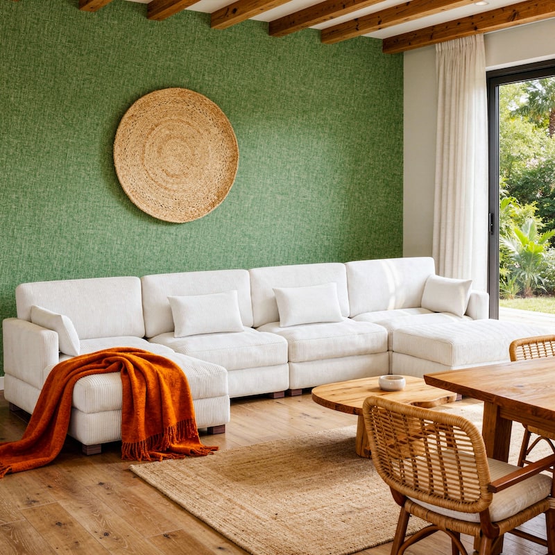 Oversized Corduroy Upholstered Modular Sectional Sofa for Living Room