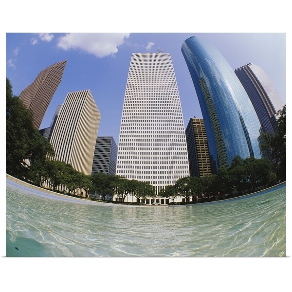 "Swimming pool in front of buildings, Houston, Texas" Poster Print