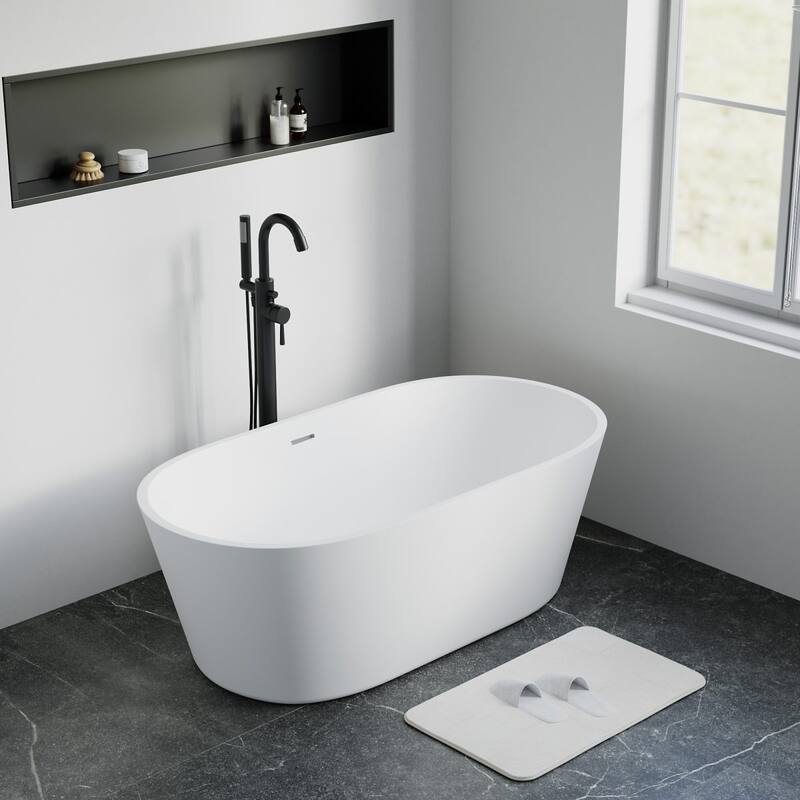 Repose 59" Stone Resin Soaking Tub - Oval - 30D x 59W x 21H
