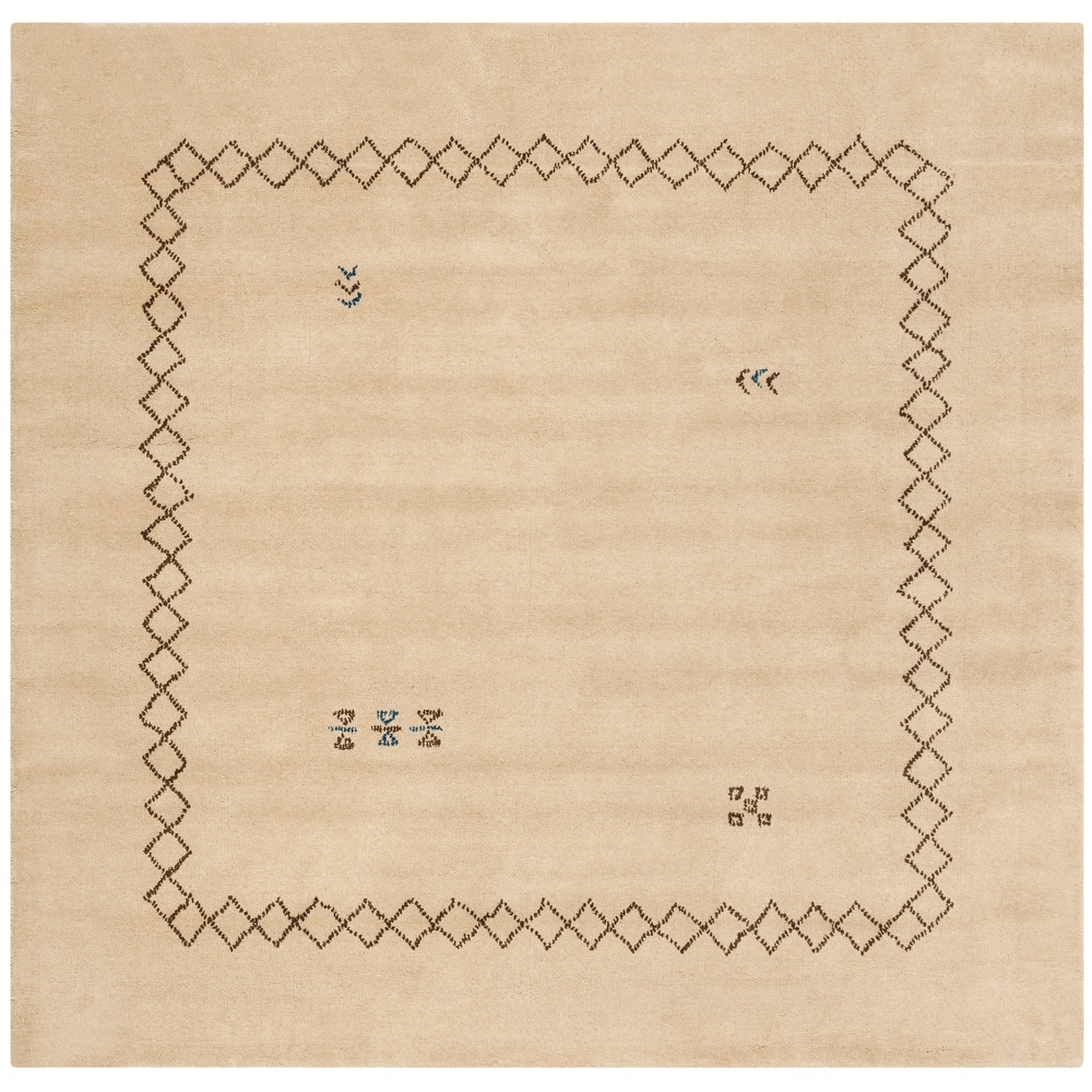 SAFAVIEH Handmade Himalaya Poppy Border Modern Hand-spun Wool Rug