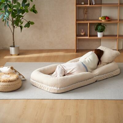 Triple Fold Down Sofa Bed,Bean Bag Chair Lazy Sofa Couch with Soft Fabric,Foldable Mattress for Living Room