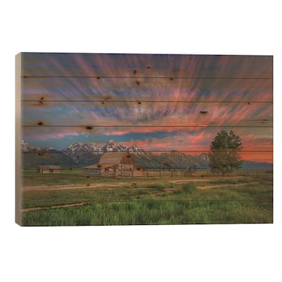 Beneath Teton Glory Print On Wood by Bill Sherrell - Multi-Color
