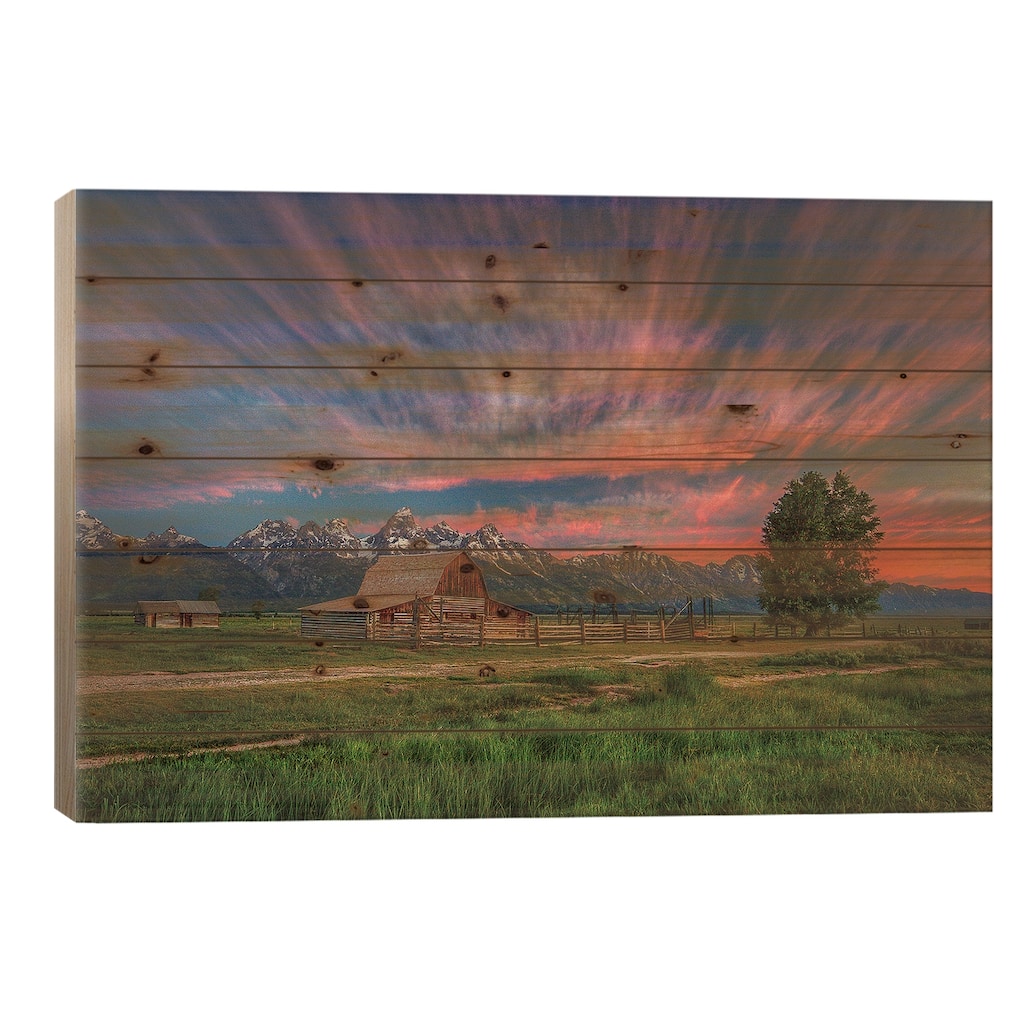 Beneath Teton Glory Print On Wood by Bill Sherrell - Multi-Color