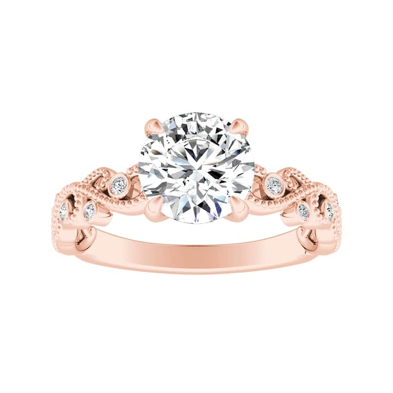Auriya 14k Gold 1 1/2ct TW Vintage Moissanite and Diamond Engagement Ring 1/10cttw