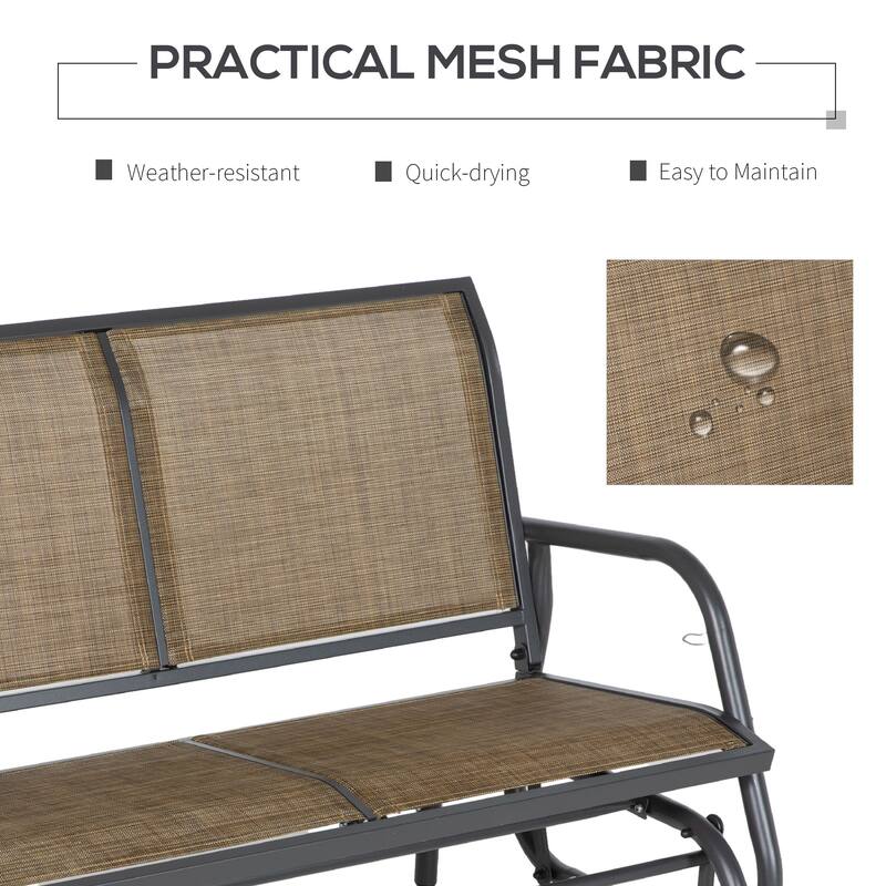 Outsunny 2-Person Outdoor Glider Bench, Patio Double Swing Rocking Chair Loveseat w/Powder Coated Steel Frame