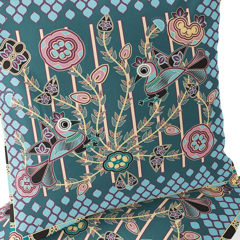 HomeRoots Set of Two 16" X 16" Green and Pink Peacock Blown Seam Floral Indoor Outdoor Throw Pillow - 16.00' X '16.00' X '5.00