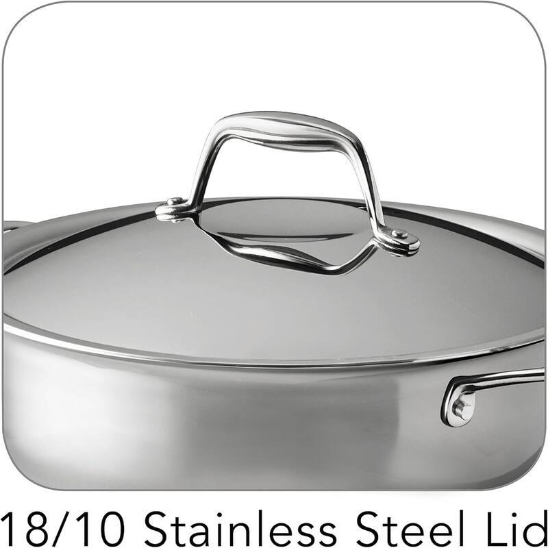 Tramontina 4-Quart Gourmet Stainless Steel Induction-Ready Tri-Ply Clad Covered Universal Pan