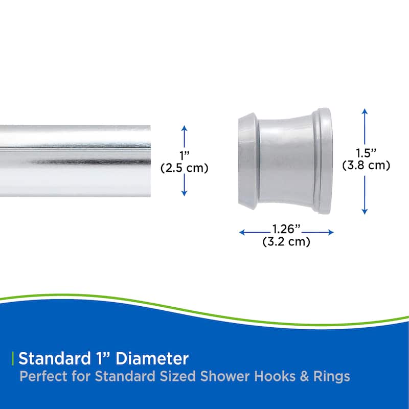 Kenney Twist & Fit No Tools Camlock Tension Shower Curtain Rod, 42-72"