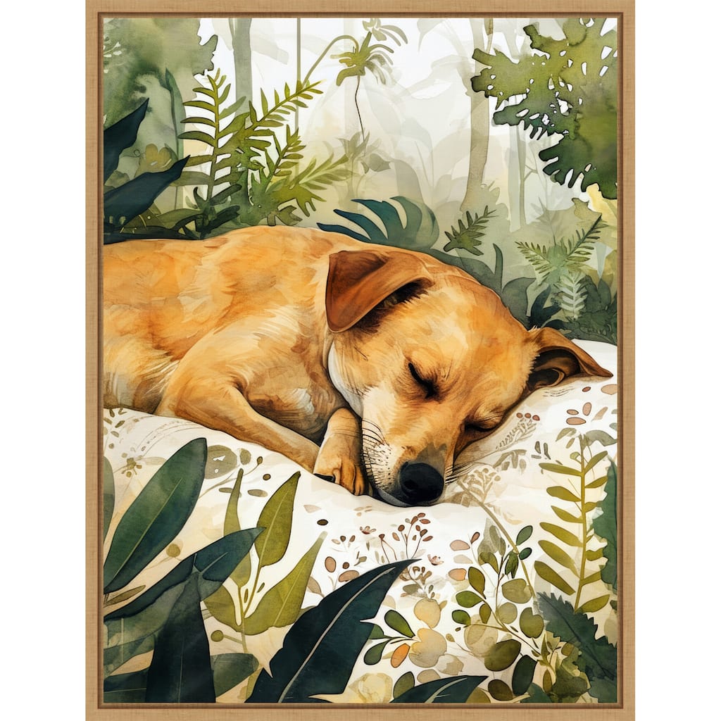 Dogs Life Pillow Time by Justyna Jaszke Framed Canvas Wall Art
