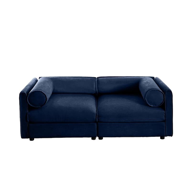 75.5" Chenille Upholstered 2-Seater Modular Sectional Sofa with Storage Seat, DIY Combination
