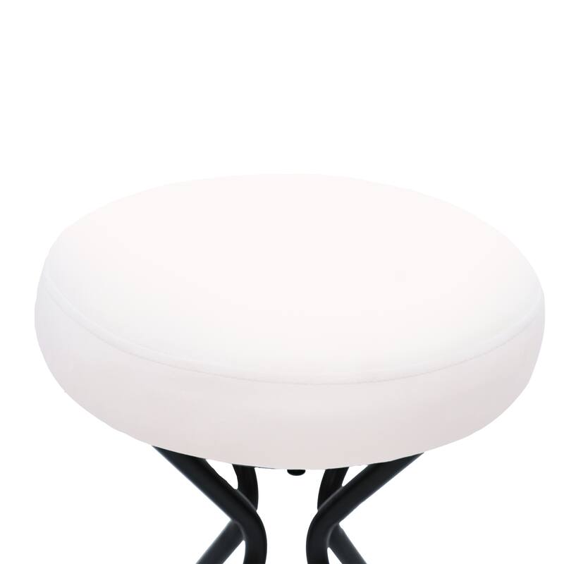 Modern Backless Bar Stools Set of 2 Round Upholstered Counter Stools for Kitchen Island Velvet Dining Chairs