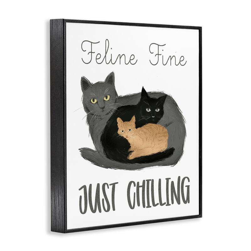 Stupell Feline Fine Just Chilling Framed Giclee Art Design By Ziwei Li