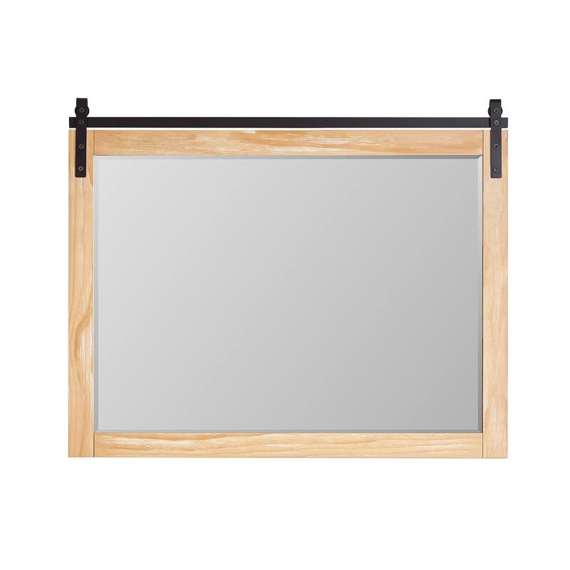 Cortes 48" Bathroom Vanity Barndoor Wall Mirror in Pine