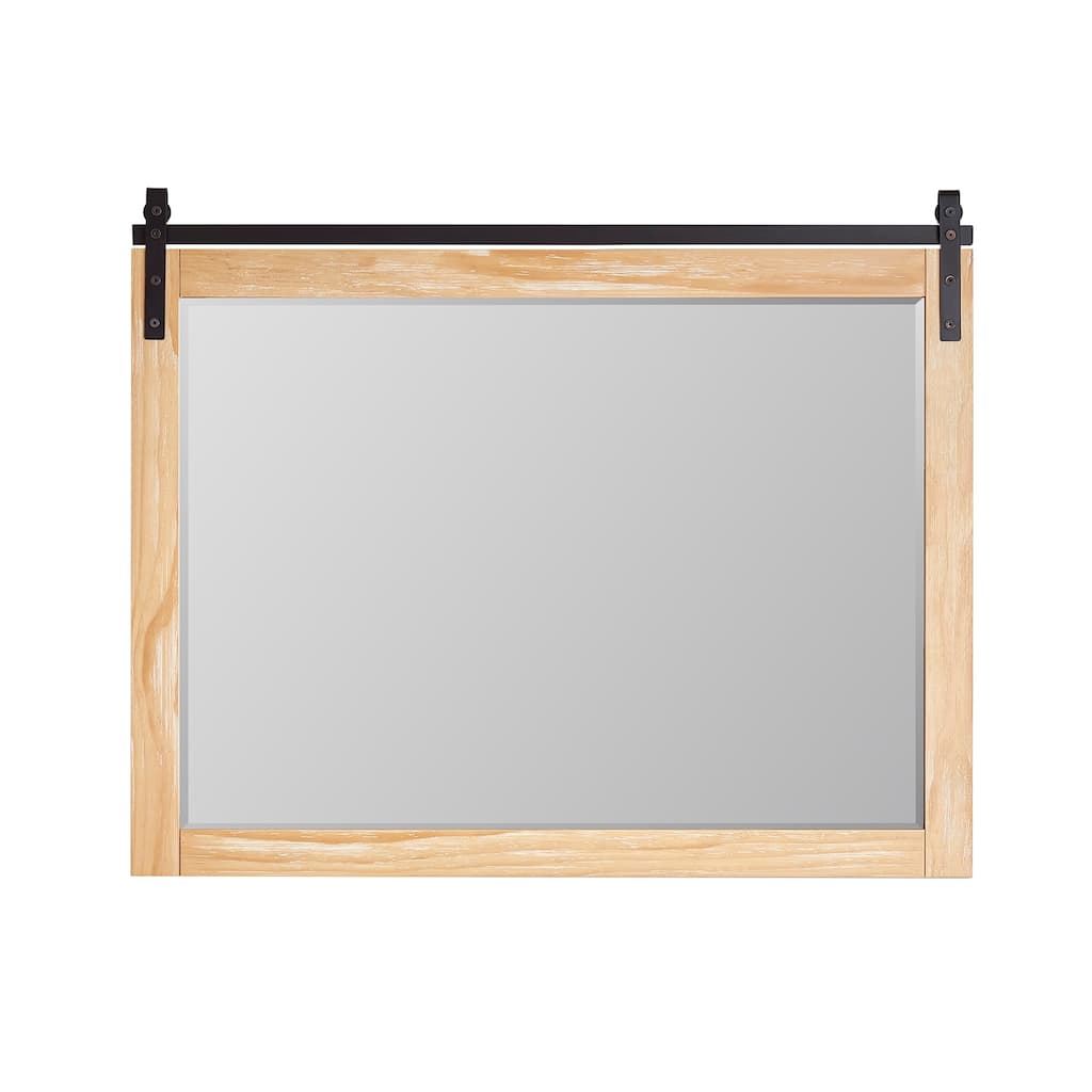 Cortes 48" Bathroom Vanity Barndoor Wall Mirror in Pine