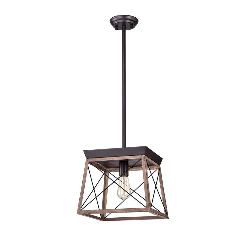 Celia Oil Rubbed Bronze 1-Light Open-Cage Metal Pendant Light