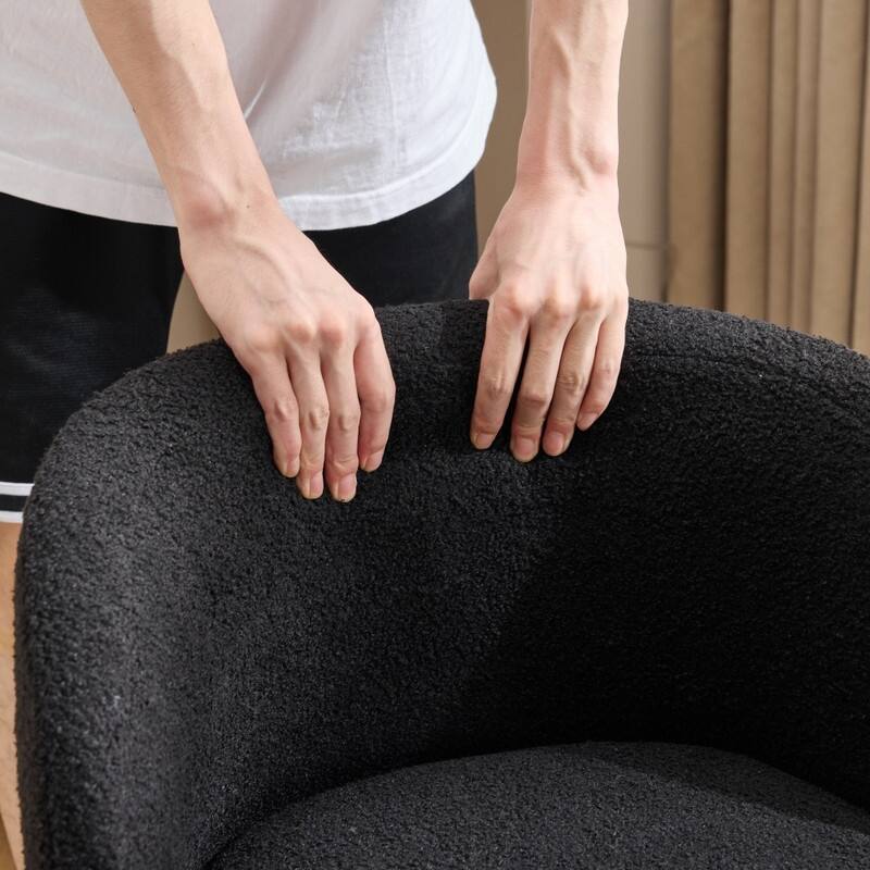 Teddy Swivel Chair Adjustable Rolling Office Desk Chair with Wheels and Support for Living Room - N/A