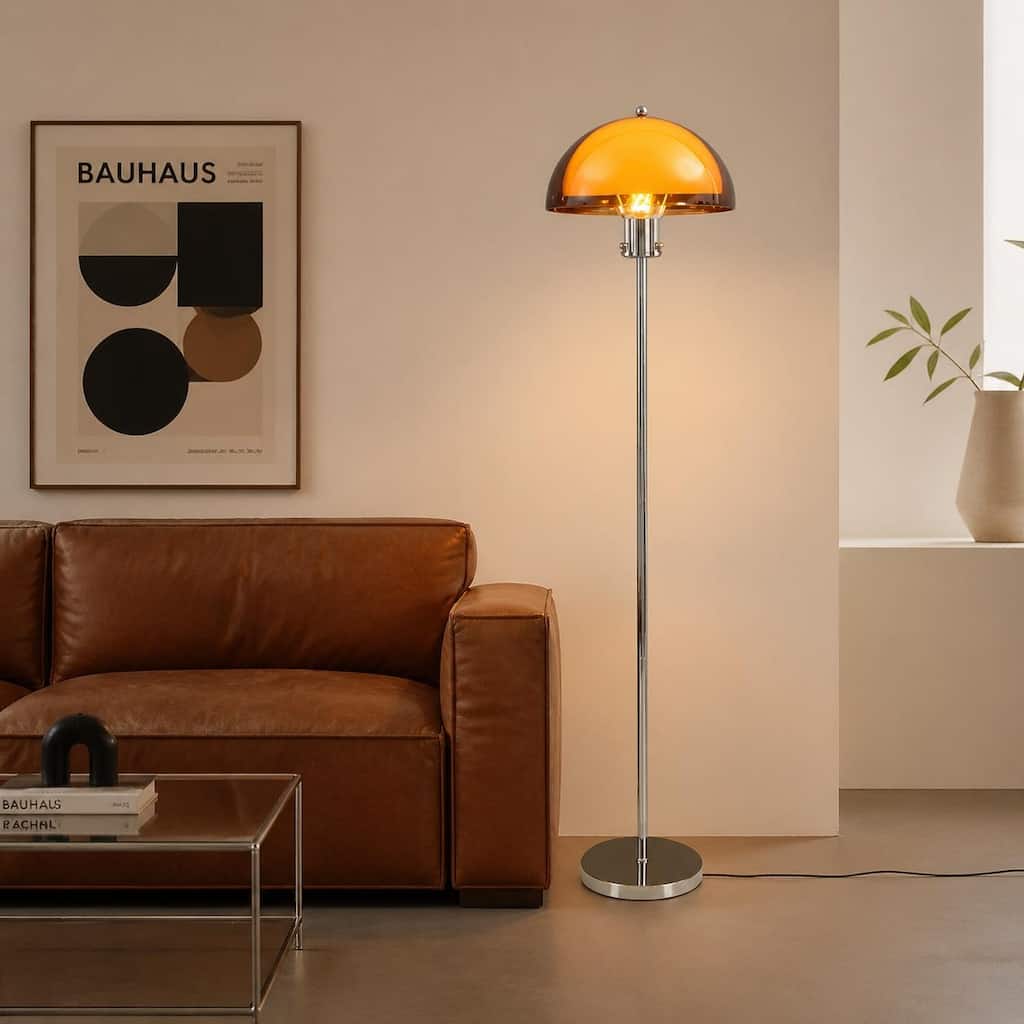 Mid-Century Modern Acrylic Mushroom Floor Lamp with Dual Shade