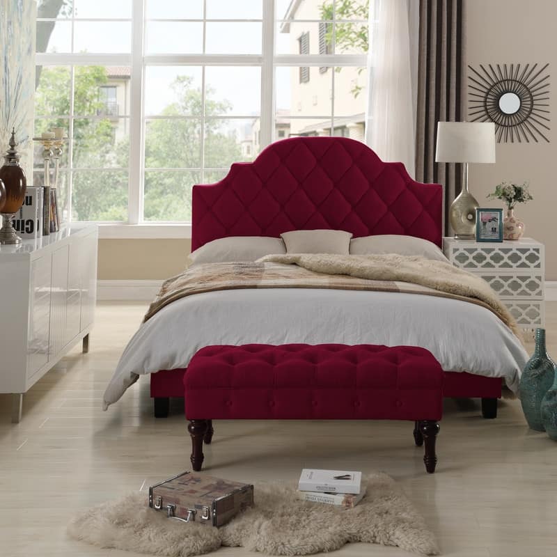 Rosevera Laguerre Tufted Upholstered Ottoman Bench, Bedroom Bench