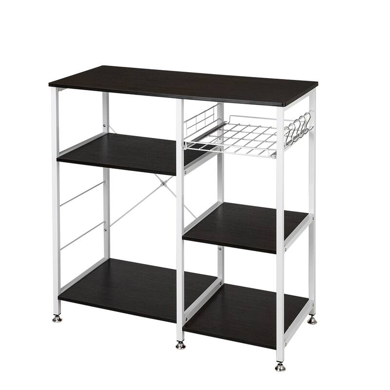 35.5" Kitchen Baker's Rack 3-Tier Microwave Stand Dark Brown - Black