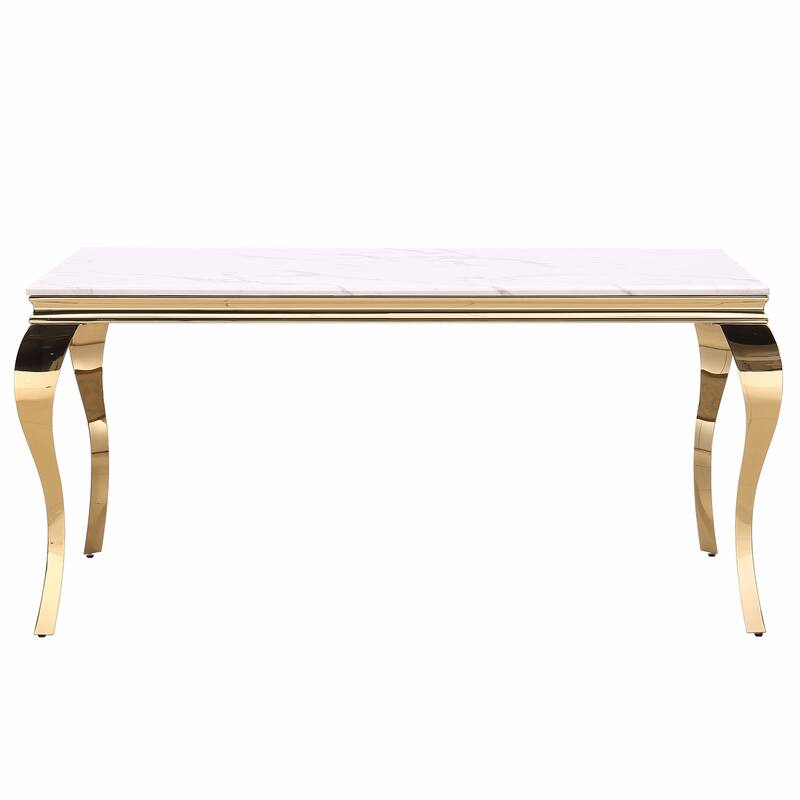 Modern Dining Room Table with Polished Stainless Steel Legs