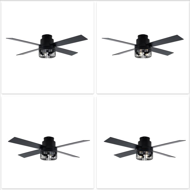 Chichoice 52" Noiseless Black Modern Flush Mount Ceiling Fan Reversible Blades with Light 6 speed Timing Remote Control