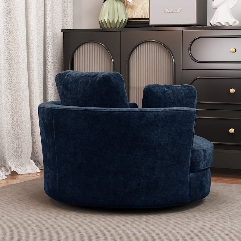 50.2"W Accent Barrel Chair,360° Swivel Club Chair with Metal Base