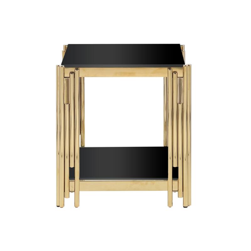 20"Stainless Steel Tempered Glass End Table