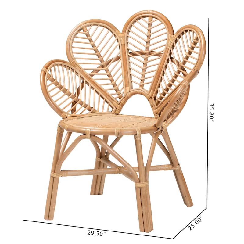 bali & pari Eliava Modern Bohemian Natural Rattan Flower Accent Chair