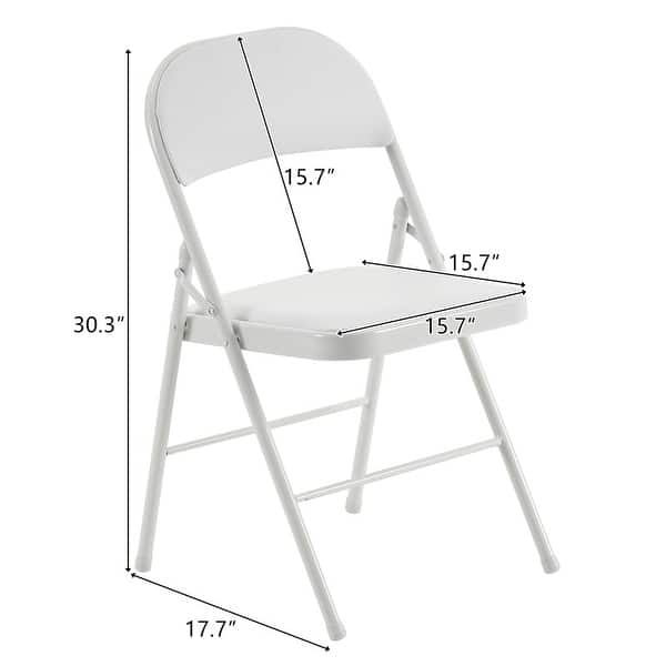 dimension image slide 1 of 2, Elegant Foldable Iron & PVC Chairs for Convention & Exhibition White