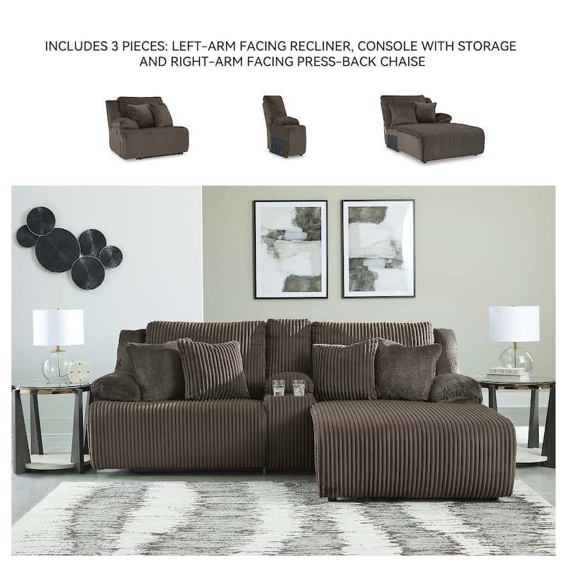 Signature Design by Ashley Top Tier 3-Piece Reclining Sectional with Chaise - 105"W x 74"D x 41"H