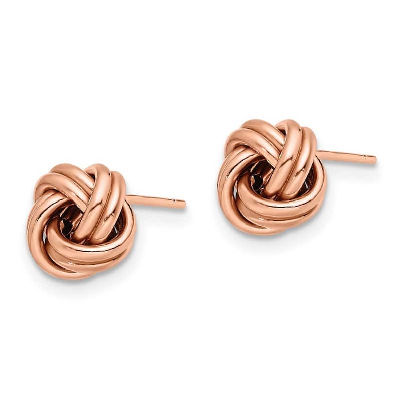 Curata 14k Rose Gold Polished 9mm Love Knot Post Earrings